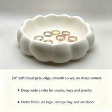 3D Printed Cloud Trinket Dish, Jewelry & Hair Accessories Storage Tray, Decorative Rings, Earrings, Hair Clips & Hair Ties Organizer Dish, Multi‑Purpose Decor Storage Tray For Keys Jewelry Cosmetics Bathroom Entryway Home Decoration - White - View 7