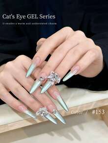 XEIJAYI 1pc 10ml Kutek Gel Kuku Mata Kucing Magnetik Berkilau Starlight, Kompatibel dengan UV/LED, Cocok untuk Salon dan Manikur DIY di Rumah - Baby Blue - View 5