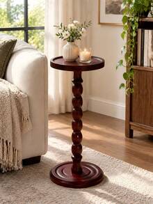 1pc Round Wooden Edge Table, Coffee Table, Sofa Edge Table, Wooden Edge Table, Small Space Saving Snack Table, Suitable For Living Room, Bedroom, Bedside Table Or Office Decoration, Home Decoration. - Multicolor - View 1