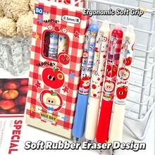 Set Pulpen Gel yang Dapat Dihapus Motif Apel Merah (4 buah/kotak), Ujung 0,5 mm, Estetika Tinggi, Ringkas dan Portabel, Klik Samping dengan Penghapus Terintegrasi, Menulis Halus, Perlengkapan Kantor dan Sekolah, Hadiah Liburan, Meningkatkan Minat Belajar - Beraneka warna - View 5