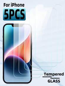 5pcs Tempered Glass Screen Protector Compatible With Apple 14 Plus/13 PM/12 PM/12 Mini/12 Pro/12/11/11 Pro/11 PM/X/XS/XS Max/XR/7/8 Plus/6/6s Plus, High Definition High Transparency, Anti-Shatter, Anti-Scratch, Anti-Fingerprint, Easy Installation, Compatible With Phone Cases - Clear - View 23