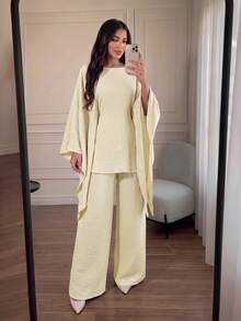 Women's Holiday Casual Elegant Cinched Waist Batwing Sleeve Loose Suit - Asaan - View 1
