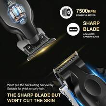 Kemei Professional Hair Clipper Set, Wireless Hair Cutting Tool Kit, Zero Gap T-Blade Trimmer, 11 Limit Combs, USB-C Rechargeable Men's Hair And Beard Trimmer, Home Salon Grooming Gift - Multicolor - View 7