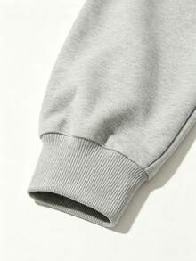 Men's Casual Sweatshirt, Slight Stretch, Men's Solid Color Plus Size Crew Neck Sweatshirt, Gift For Husband - Light Grey - View 7