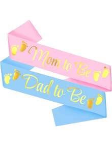 2pcs Mom-To-Be And Dad-To-Be Sashes, Christmas - Blue Dad and Pink Mom Belts - View 9