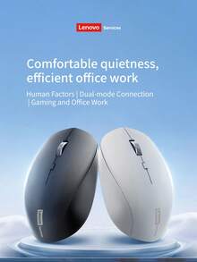 Lenovo N220 無線藍牙滑鼠 雙模連接 辦公滑鼠 低噪音靜音按鍵 250Hz快速響應 人體工學舒適握感 適用於 Windows PC 筆記型電腦 - 黑色 - 查看 1