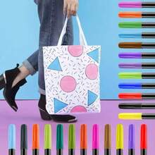 24/12 Colors Fabric Markers, Colorful Marker Pen Set, Permanent Fabric Paint - For T-Shirts, Bags, Textiles, Canvas, Canvas Bags, Shoes, Pillowcases, Etc. - Multicolor - View 7