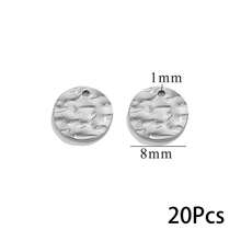 20 Pcs Stainless‑Steel Hammered Textured Round Disc Pendants, Gold‑Plated Single & Double Hole Connector Charms, DIY Jewelry Craft Supplies - Silver - View 7