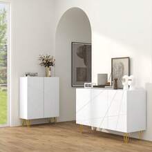 Modern Luxe High Gloss Sideboard, With Hairpin - White On-Site - 1 - View 2