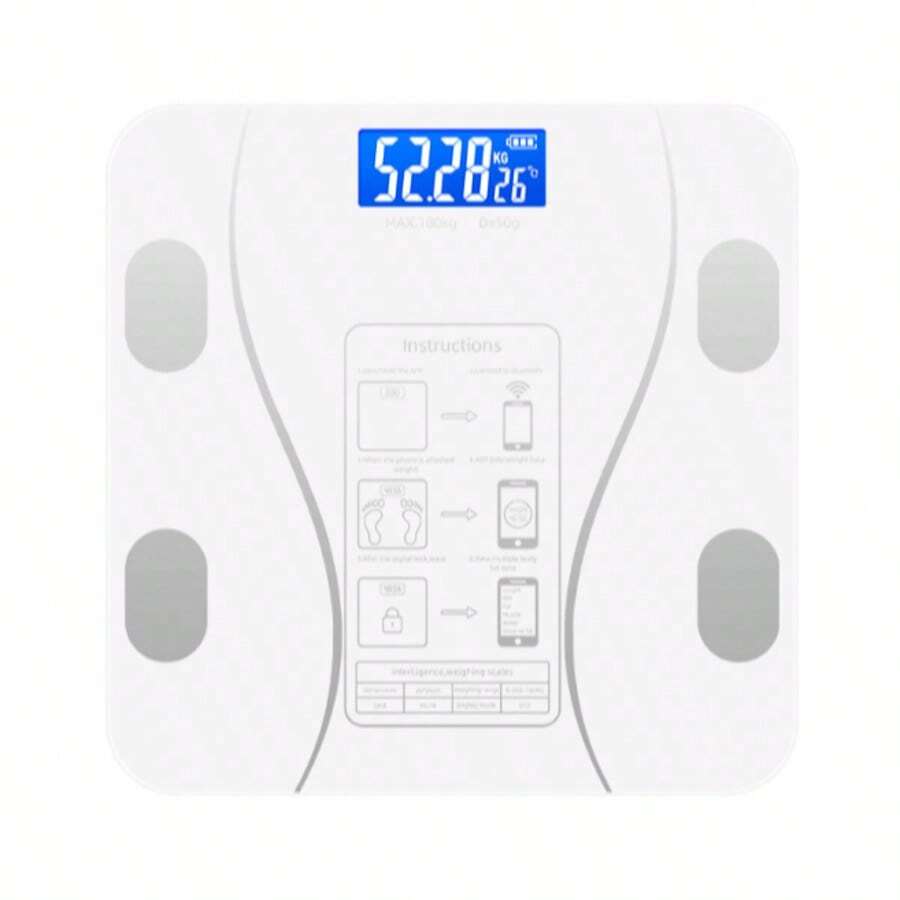 Smart Bluetooth Body Fat Scale – USB-C Charging, LED Display, Tracks Weight, BMI, Body Fat Percentage, And Muscle Mass – Suitable For Home Gym And Bathroom Use.