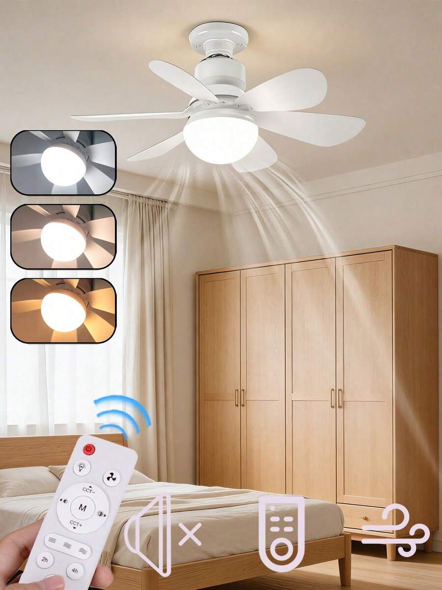 Ventilador de techo multifuncional de 30W con enchufe E27, ventiladores de techo silenciosos con luces LED regulables, bombilla/ventilador de techo, fácil de instalar, para baño, dormitorio, cocina, sala de estar. - talla única - Ver 1