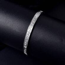 Personalized Ancient Egyptian Sun Pyramid Totem Engraved Silver C-Shaped Open Cuff Bracelet, Unisex, Suitable For Daily And Party Wear - Silver - View 5