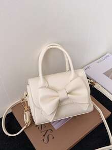 1pc Girls Bow PU Magnetic Closure Fashion Handbag One Shoulder Crossbody Bag Suitable For All Seasons Daily Use - A - View 13