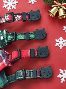 Christmas Adjustable Cat & Dog Collar With Bell Pendant, Anti-Slip Buckle Design, Exquisite & Cute Pet Christmas Gift, Suitable For Cats And Small Dogs - Multicolor - View 5