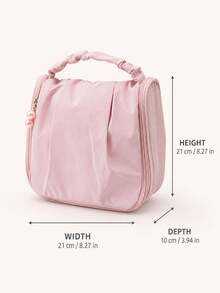 3pcs/1pc Flower‑Charm Handheld Cosmetic Bag, Sweet Style Square Shape Ruched Handle Zipper Closure Pendant Decor Portable Makeup Pouch For Travel Daily Vacation All‑Season Use - Multiple Colors and Styles - View 8