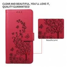 1pc Embossed Wallet Case Compatible With Apple 17 Pro Max, A57, Note 15 PRO, Artificial Leather Protective Shell (Global Version, Not Local Model) - Red - View 4