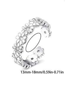 1pc Elegant Lotus Toe Ring - Adjustable, Suitable For Men And Women With Summer Beach Vacation Accessory, Suitable For Daily And Party Wear, Valentine's Day Gift, Suitable For All Seasons - Silver - View 4
