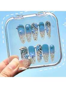 3/2/1pc Wearable Nail Storage Box, Includes 10pcs Double-Sided Adhesive, Artificial Nail Display Storage Box, Nail Organizer Box, Transparent Nail Packaging Box, Suitable For Nails, Adhesive Stickers Can Be Purchased Separately - Clear - View 4