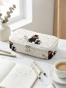 1pc Halloween Pattern Printed Large Capacity Kids Pencil Case, Compartment Pencil Bag, School Storage Bag, Storage Box, Suitable For Girls And Boys Students, Back To School Gift, Holiday Gift - Multicolor - View 11