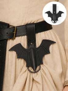 1pc Gothic Bat Shaped Dress Lift Ring, Black PU Leather Medieval Dress Lift Ring, Renaissance Victorian Skirt Hem Fixing Waist Belt Accessory, Halloween Cosplay LARP Costume Accessory - ZSJ - View 5
