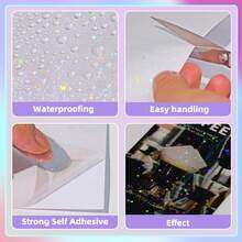 40 Sheets Holographic Star Pattern Sticker, Transparent Holographic Vinyl Laminate Film, 8.3*11.7inch Clear Overlay Laminate Sticker Self-Adhesive Waterproof, No Machine Needed - Star-shaped - View 7