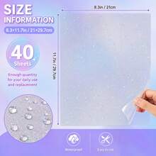 40 Sheets Holographic Star Pattern Sticker, Transparent Holographic Vinyl Laminate Film, 8.3*11.7inch Clear Overlay Laminate Sticker Self-Adhesive Waterproof, No Machine Needed - Star-shaped - View 3