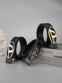 High Quality American Retro Silver Buckle Letter Belt Men Versatile Decorative Jeans Belt - Multicolor - View 1