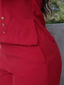 Conjunto Keith Alfaiataria com Colete e Bermuda - Vermelho - Visão 5