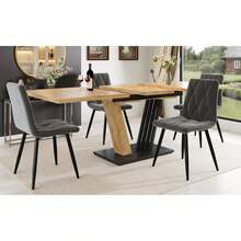 Dining Table Telescopic Table (120-160*75cm), Extendable Table, Extendable To 120-160cm With Aid Of Internal Insert Panels, Kitchen And Living Room, Dining Table With Black Marble Pattern - Multicolor + MDF - View 11