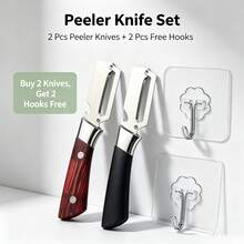 2Pcs Multi-Functional Fruit Vegetable Peeler Set, Rust-Proof Stainless Steel Peeling Tool, Non-Slip Handle Skin Remover, Kitchen Gadget With Bottle Opener & 3 Replaceable Blades For Potato Carrot Cucumber Home Kitchen Use - Multicolor - View 16