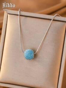 Hihho 1pc New Sparkling Zirconia & Bead Pendant Necklace, Elegant Clavicle Chain, Suitable For Work, Commute, Daily Wear, Dates, Gatherings With Friends - Necklace - View 14