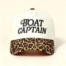 1pc BOAT CAPTAIN Letter Embroidered Baseball Cap Two‑Tone Leopard Brim Adjustable Hat For Boating Vacation Casual Street Travel - Multicolor - View 13