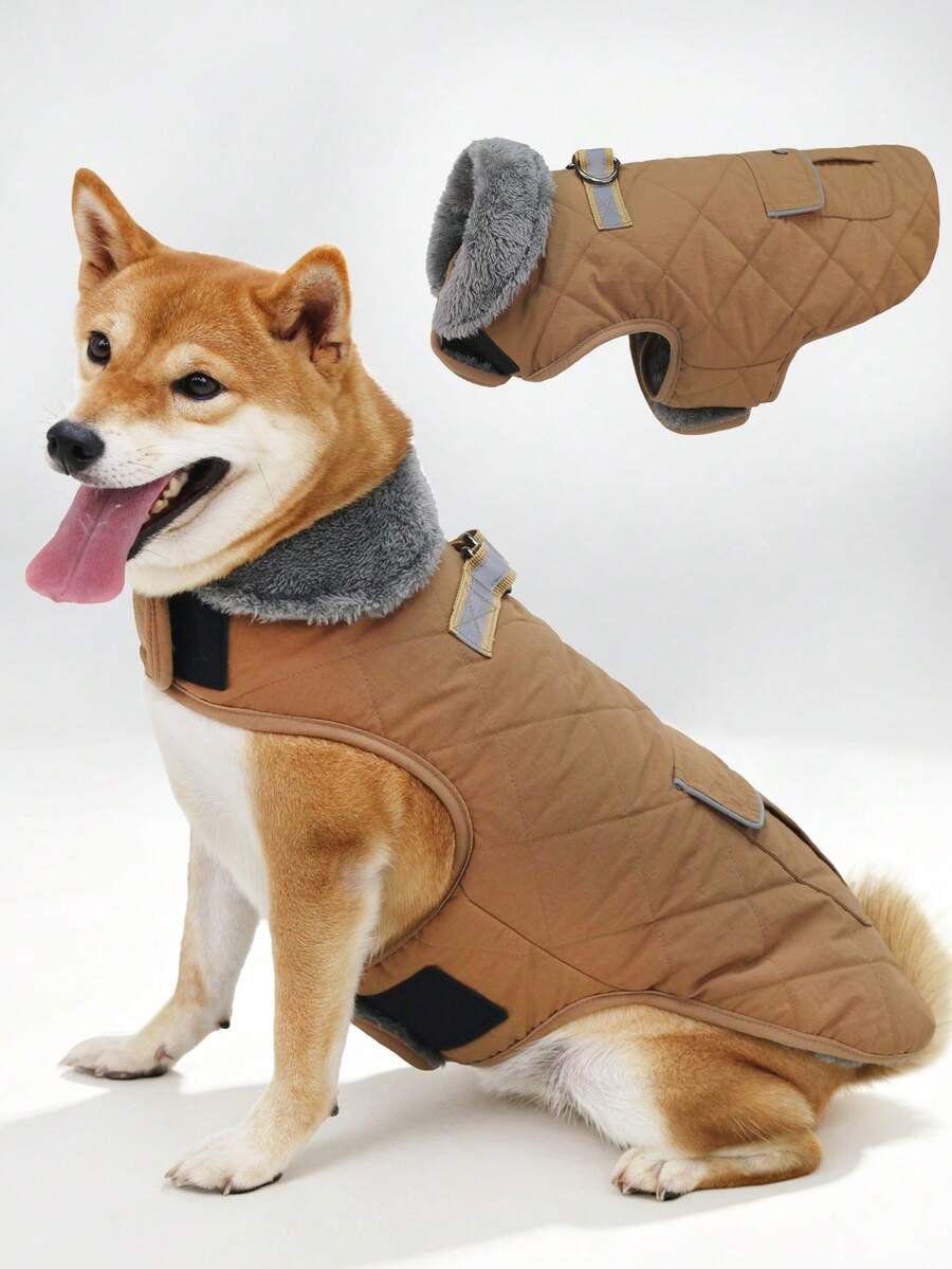 1 Thick Small Dog Coat | Equipped With Storage Bag And Traction Ring, Easy To Wear In Winter, High Visibility Pet Vest