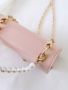 1pc Girls Solid Color PU Magnetic Closure Fashion Pearl Handbag Small Square Bag Chain Crossbody Bag Suitable For All Seasons Daily Use - A - View 9