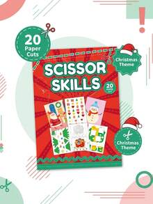 Christmas Scissor Skills Activity Book For Kids, 20 Paper Cuts Early Educational Learning Toy, Creative Fine Motor Skills Development & Artistic Training, Holiday Party Game & Hand-Eye Coordination Gift For Toddlers, Perfect Birthday/Christmas Gift - Red - View 4