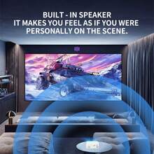 Portable Mini Projector With Wired Phone Mirroring, PD Cable Only, No Power Adapter Or Plug, Home Theater Video Projector For Smartphone, Laptop, TV Box, Movies, Presentations And Portable Entertainment - White - View 8