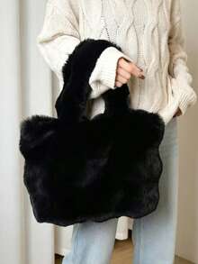 BAILEE A Casual, Cute, Solid-Colored Plush Shoulder Bag With Soft, Velvety Material And A Large Capacity That Closes Magnetically. A Great Gift Option. - Multicolor - View 6