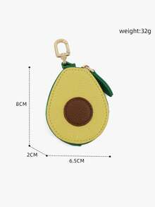 Minimalist Fresh Fruit Shaped Keychain Coin Purse Mini Fruit Series Strawberry Cherry Blueberry Avocado Pendant Bag, Mini Cute PU Leather Fruit Coin Purse Keychain Pendant - Multicolor - View 7