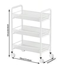 1pc Metal Rolling Storage Cart, Under Desk Storage; Suitable For Organizing Miscellaneous Items; Applicable For Bedroom, Kitchen, Living Room And Bathroom And Other Multiple Scenarios - White - View 5