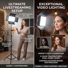 Borriig 10 Inch 3-Color Temperature Adjustable Square Fill Light (With Diffuser) 160cm Extendable Tripod + Phone Holder Live Streaming / Makeup / Still Life Lighting Tool - 10-inch Square Ring Light + 160cm Tripod + Phone Holder - View 2