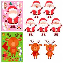 6PCS Christmas Cartoon Face Swap Collage Sticker Pack, Santa Claus, Snowman, Reindeer, Penguin, Elf Pattern DIY Assembly Stickers, Children's Handmade Educational, Greeting Card & Planner Decoration Stickers, Christmas Party Small Gifts, Holiday Souvenirs, Suitable For Birthday, New Year, Valentine's Day, Easter, Children's Day, Back To School, Halloween, Thanksgiving And Christmas Gifts - Multicolor - View 7