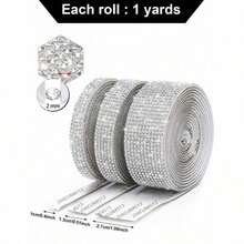 1 Yard Sparkling Rhinestone Trim Tape, Cuttable Self-Adhesive Rhinestone Ribbon For Photo Frame Decoration, Scrapbooking, Gift Wrapping, Holiday Crafts, Car Decor, Handmade Jewelry - Multiple Styles - View 3