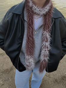 1PC Ombre Y2K Slim Scarf, Soft And Fluffy Slim Neck Scarf-Perfect For Fall/Winter Street Style, Everyday Wear, And Holiday Gifts - Multicolor - View 1
