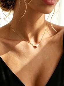1pc Minimalist Elegant Faux Pearl Necklace, Suitable For Women's Daily Wear - Pearl Necklace - View 4