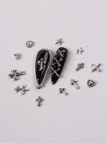 12-Grid Box Punk Y2K Dark Style Alloy Assortment, Halloween, Halloween Decorations, Halloween Accessories - Grey - View 3