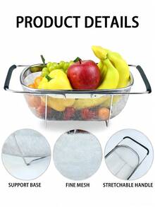 Expandable Stainless Steel Fine Mesh Sink Strainer Basket, Colander/Drainer Basket, Sink Vegetable Strainer, Vegetable Filter Basket, Halloween Gift, Home Kitchen Essential, Kitchen Decor, Room Decor - Multicolor - View 9