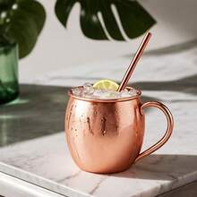 1/2/4pcs Rose Gold Copper Cup With Straw, Large Capacity Mug, Easy To Clean And Store, Suitable For All Seasons, Applicable For Various Cold Drinks, Home Dining Party Drinkware, Christmas Thanksgiving Gift - Rose Gold - View 6