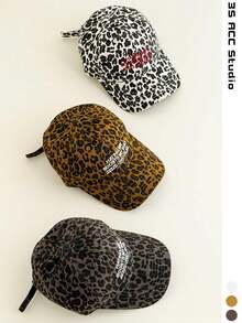 Women's Soft Top Distressed Leopard Print Long Brim Baseball Cap, American Vintage Street Style Baseball Cap, Personalized Cool Versatile Summer Face-Slimming Sun Protection Hat - Multicolor - View 2