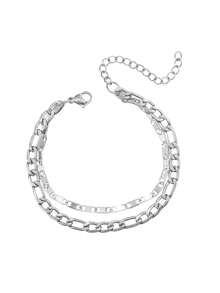 1pc Men Bracelets, Stackable Chain Bracelets, Figaro Chain Detail, Simple Retro , For Men Daily Party, Gift For Valentine's Day & Birthday - Bracelet - View 7