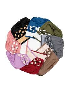 Gorro turbante trenzado para mujer, envoltura de cabeza elástica de bloques de color, gorro de punto suave de moda para uso diario - color - Ver 4